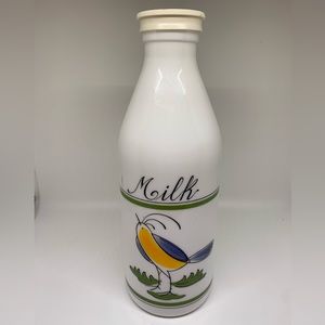 Vintage EGIZIA Bird Milk Glass Decanter Bottle